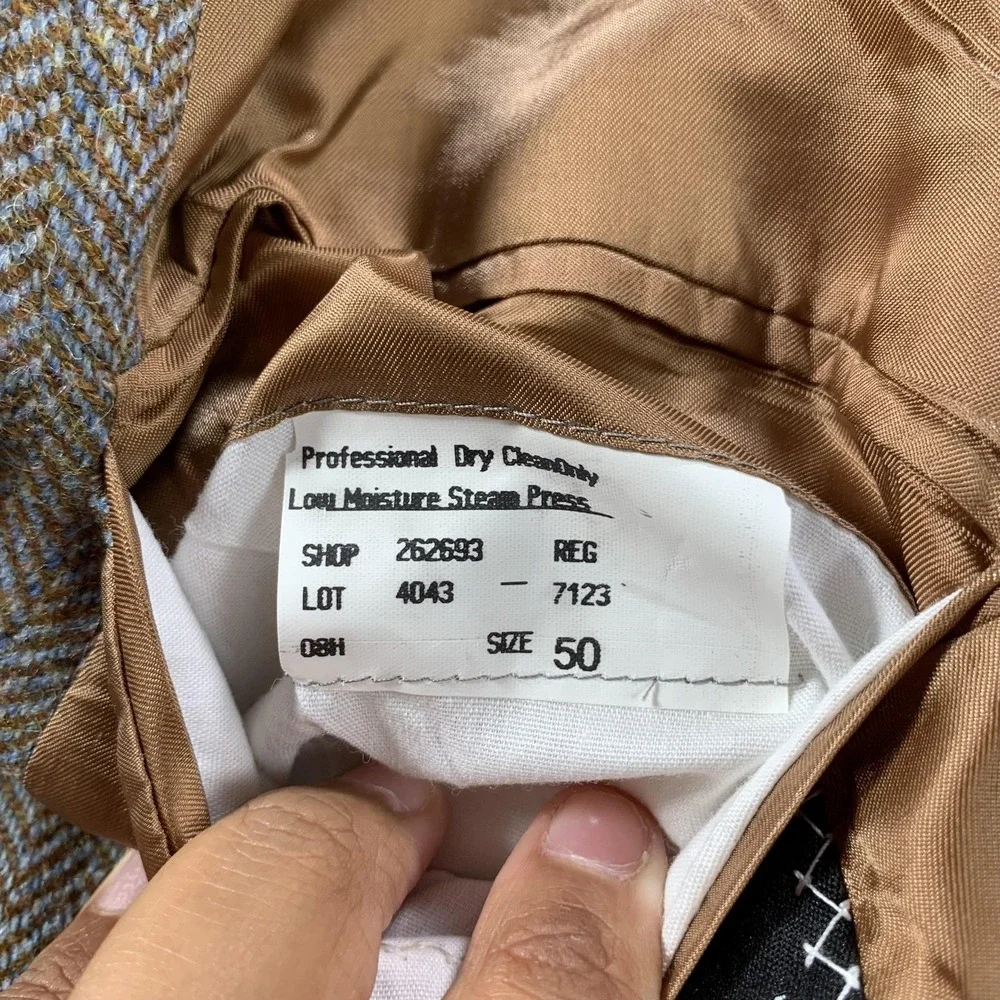 Southwick Blazer Mens 50R Beige Herringbone Wool Tweed Sport Coat‎ Made In USA
